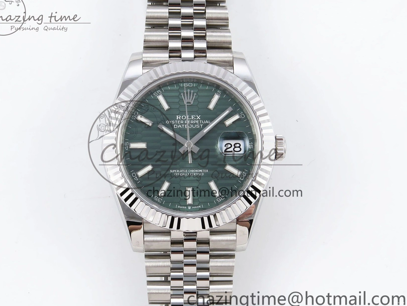 MiroTime 0120 DateJust 41 126334 904L SS VSF 1:1 Best Edition Green Textured Dial on Jubilee Bracelet VS FashionForward 1324